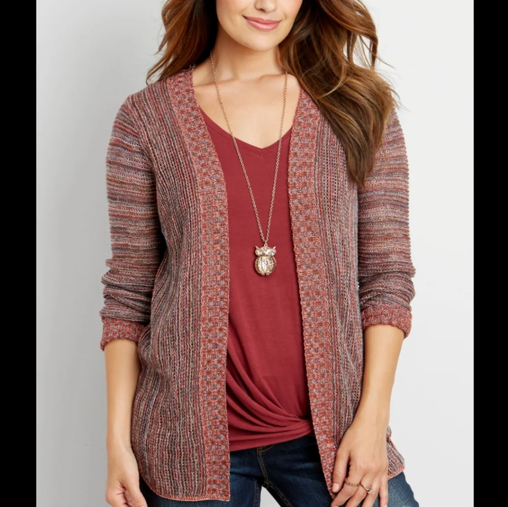 Burgundy Knit Sweater Cardigan